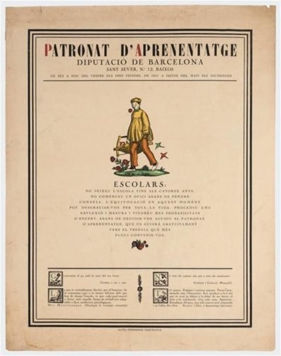 Cartell 'Patronat d’Aprenentatge', de Josep Obiols (1917)