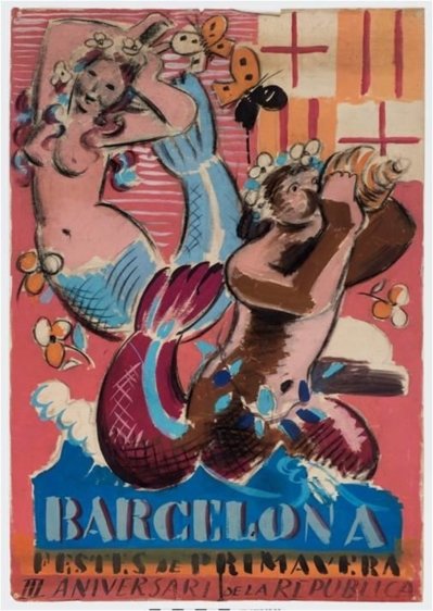 Projecte del cartell 'Festes de Primavera. III aniversari de la República', de Josep Obiols (1934