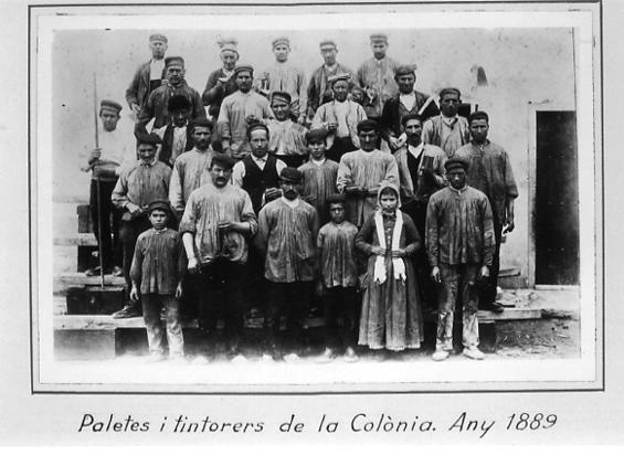 Paletes i tintorers de la colònia Viladomiu. Any 1889