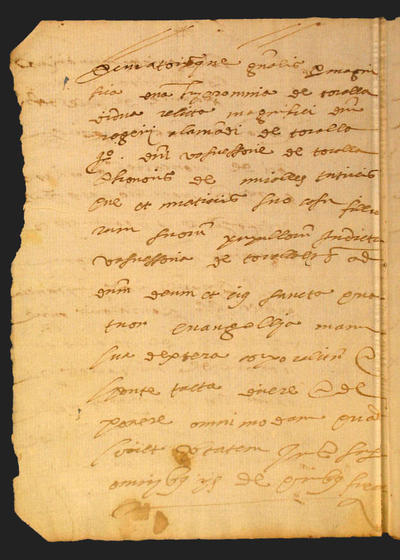 Pàgina escrita a mà del document "Inquisició general sobre l'art de la bruixeria"
